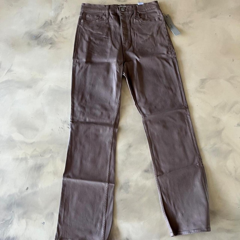 Hudson Jeans Coated Waxed Denim Straight Leg Dark Tan NWT Sz 32